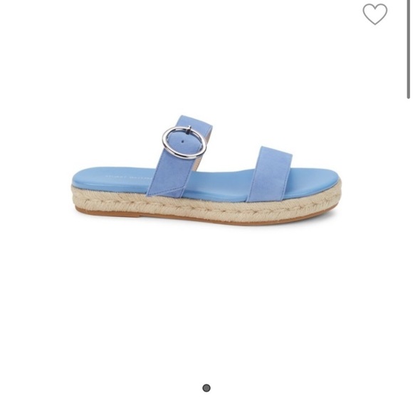 NEW Stuart Weitzman Mykonos Two Strap Suede Blue Sandals - Picture 1 of 8